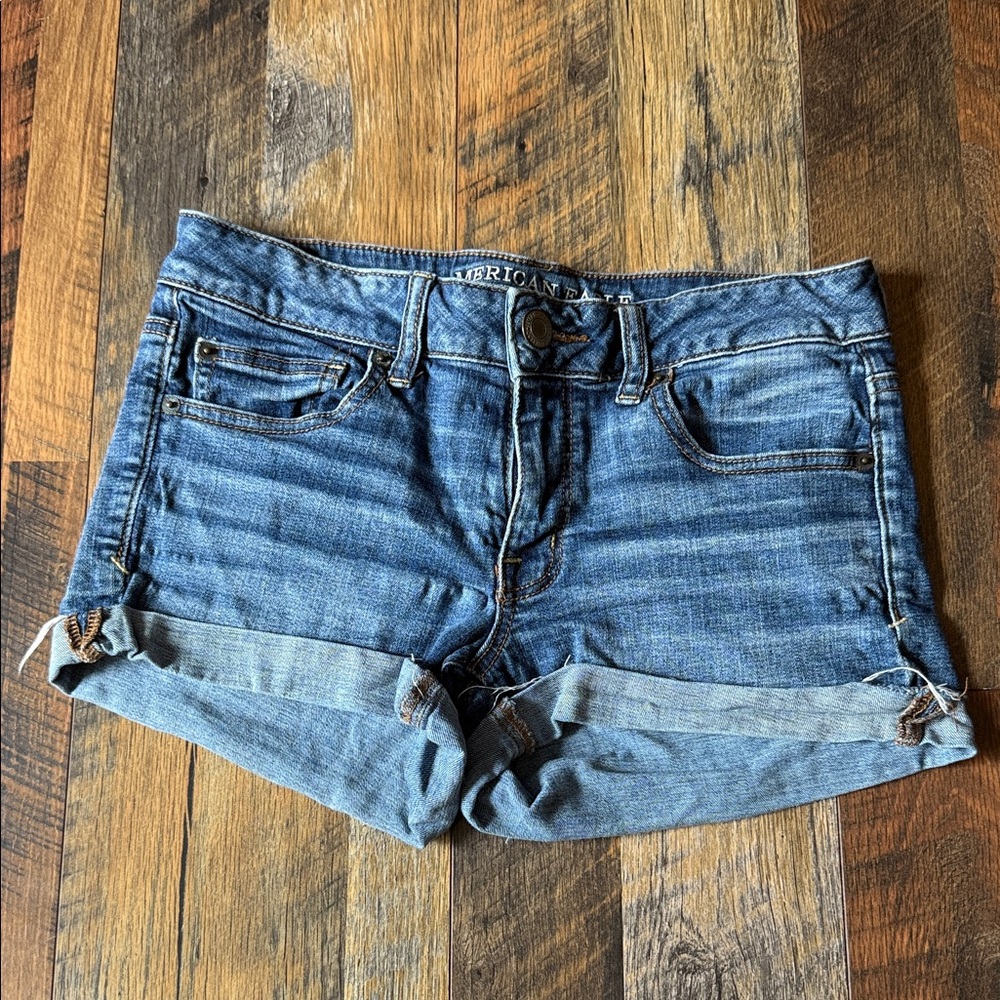 American Eagle Outfitters Women's Rolled Hem Blue Jean Shorts